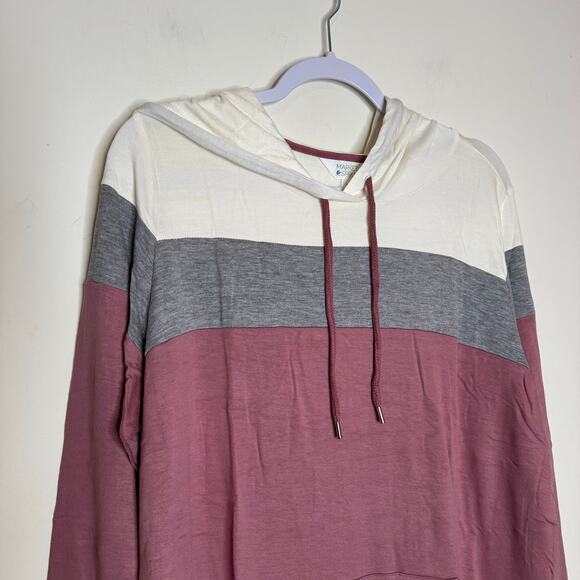 Market & Spruce Women’s Pullover Hoodie Colorblock Maroon White Gray NWT Plus 1X - Picture 3 of 9